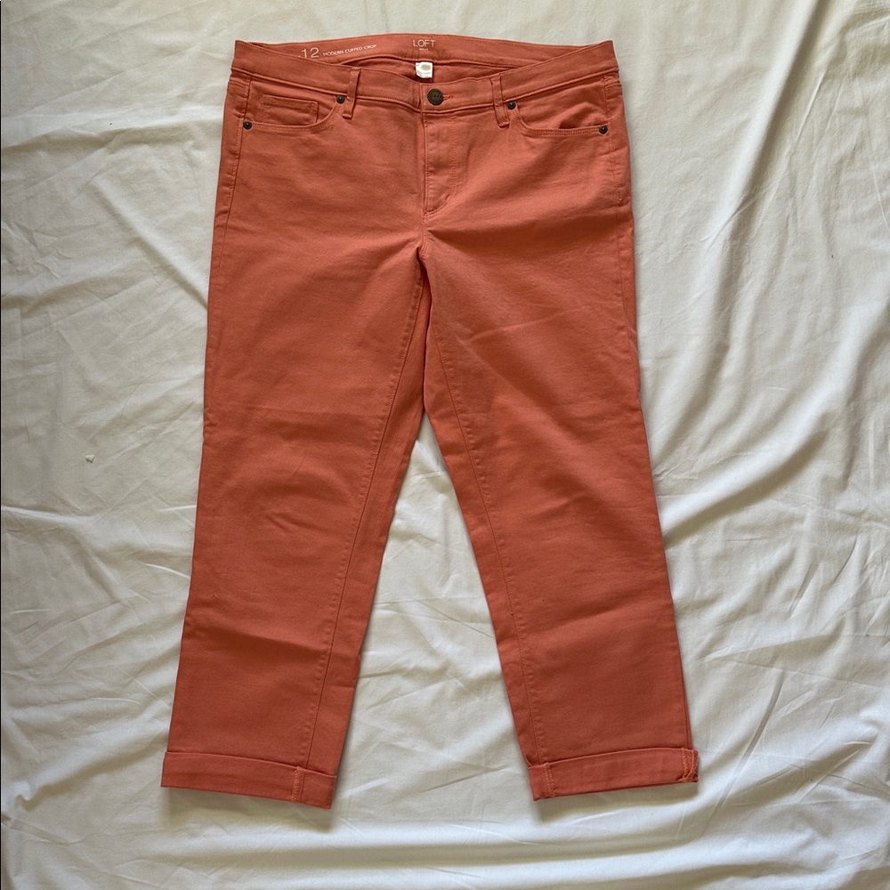 LOFT Womens Size 12 Salmon Modern Cuffed Cropped Pants
